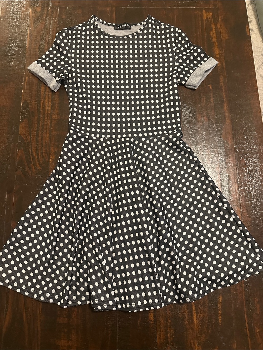Made in the uk size 4 usa Girls' Black and White Polka Dot Fit & Flare Dress